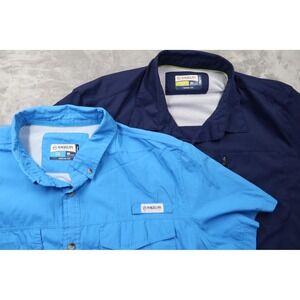 Lot of 2 Magellan Outdoors Men's 2XL Blue & Navy Performance Fishing Shirts